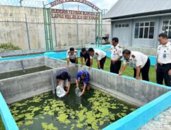 Dukung Kemandirian Pangan Melalui Program Perikanan, Lapas Way Kanan Tebar 800 Bibit Ikan Nila dan Gurame