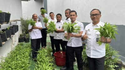 Kalapas Kelas IIB Kota Bakti Berserta Jajaran Laksanakan Panen Perdana Kangkung Dukung Ketahanan Pangan