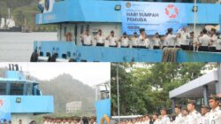 Diguyur Hujan Dan Hempasan Ombak Tak Surutkan Semangat, Kalapas Karanganyar dan Jajaran Ikuti Upacara Hari Sumpah Pemuda di Atas Kapal Kemenimipas